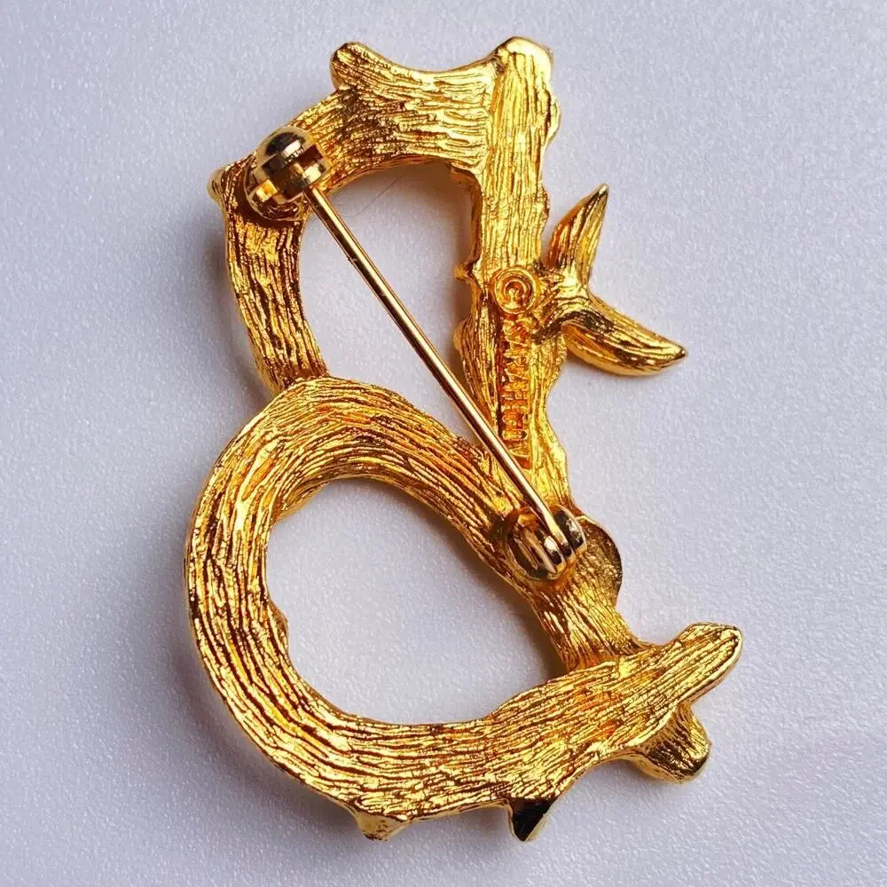 Sarah Coventry Letter B Brooch Vintage Gold Bamboo Twig Pin